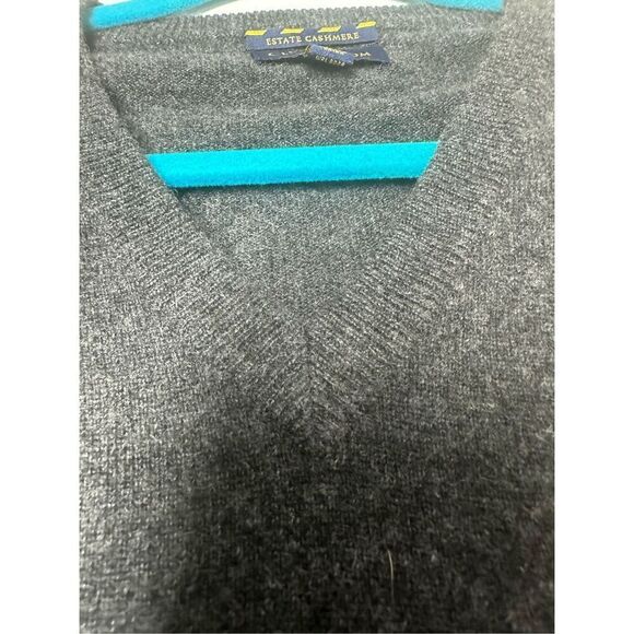 Club Room Luxury Cashmere Men's Charcoal Gray Vneck Sweater Pullover Size L - Picture 5 of 9